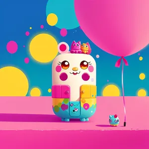 Colorful Birthday Celebration with Confetti and Cartoon Balloons