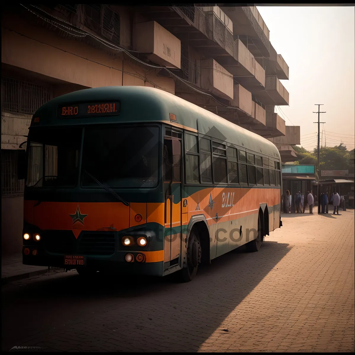 Picture of Efficient Public Transport Commuter on Busy Street