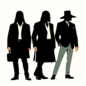 Business Team in Silhouette with Briefcases