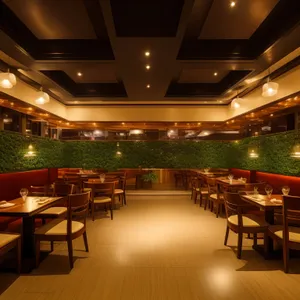 Modern restaurant interior with luxury furniture and design.