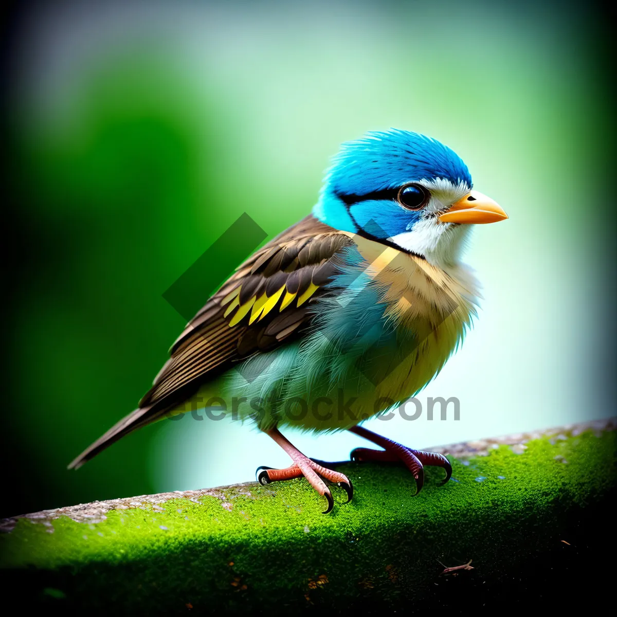 Picture of Vibrant Goldfinch Perched Among Spring Blossoms