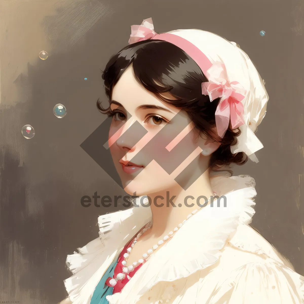 Picture of Beauty in Costume: Elegant, Happy, and Attractive Aristocrat Lady