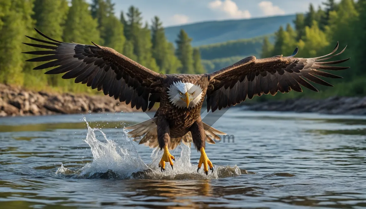 Picture of Majestic bald eagle soaring through the skies.