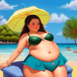 Tropical Escape: Bikini Babe Lounging on Beach