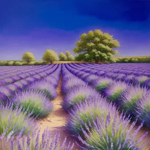 Serene Lavender Field under Blue Sky