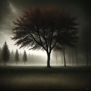 Golden Sunset Glow Behind Silhouetted Tree