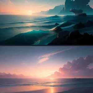 Stunning Sunset over the Serene Sea