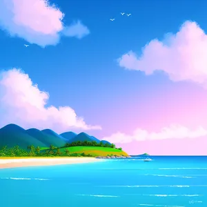 Serene Coastal Sunset Over Turquoise Ocean