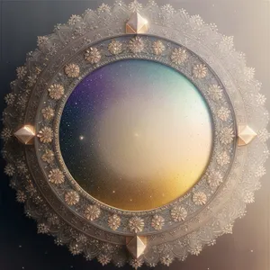 Golden Circle Chandelier: Elegant Lighting Fixture with Decorative Pattern