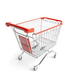 3D Shopping Cart in Empty Supermarket