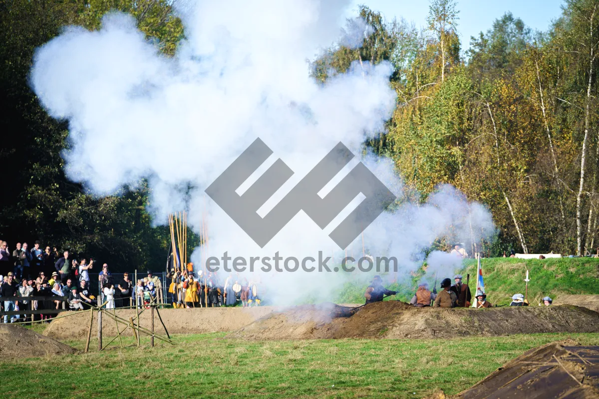 Picture of Volcanic landscape with steam and smoke