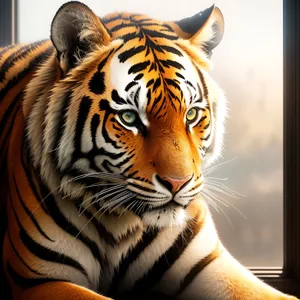 Wild Tiger Cat Showing Striking Stripes