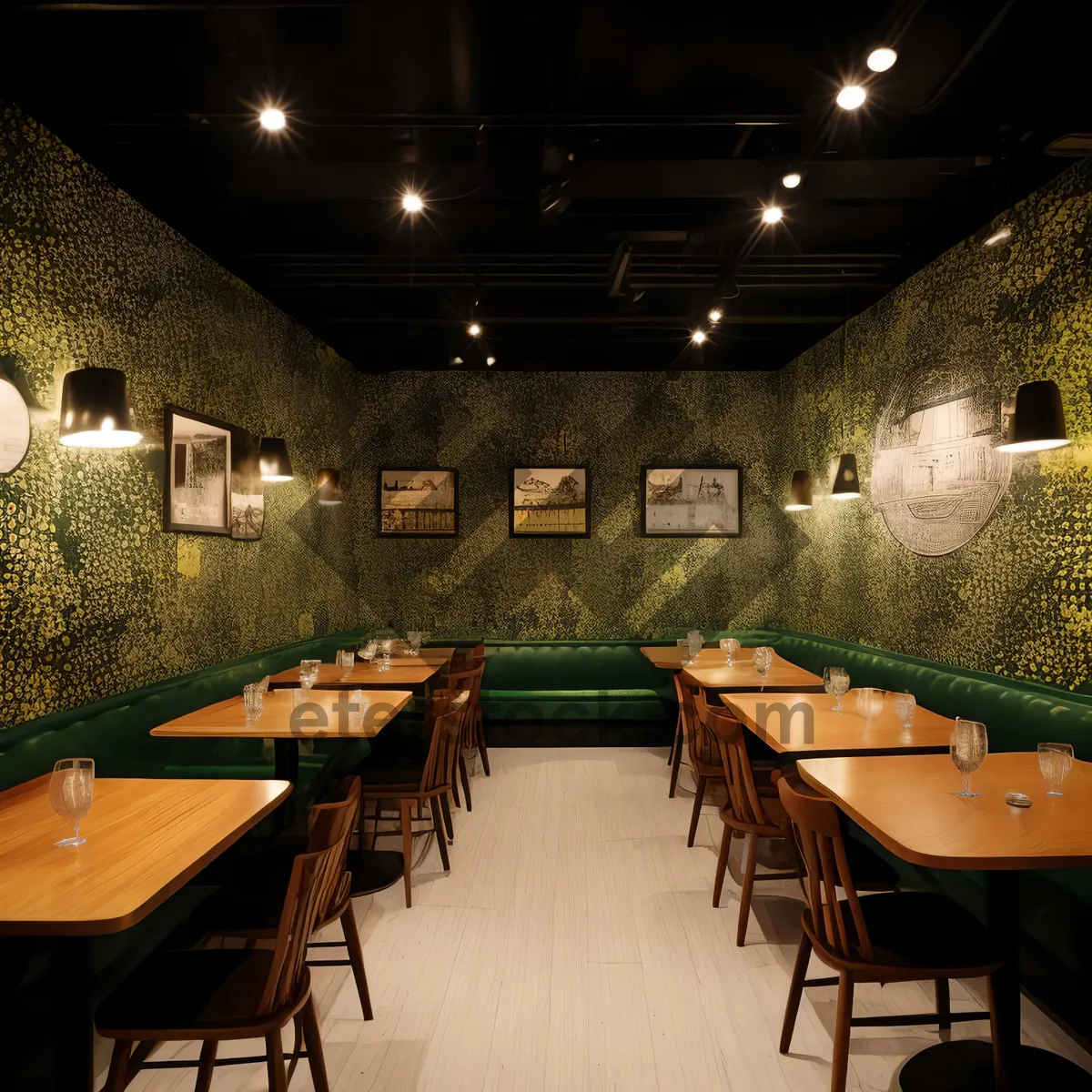 Picture of Modern interior of an empty restaurant hall.