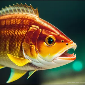 Sunset Goldfish Swimming in Underwater Aquarium