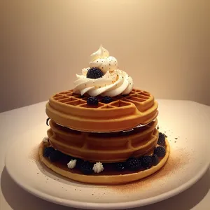 Decadent Chocolate Cream Cake on Plate with Syrup