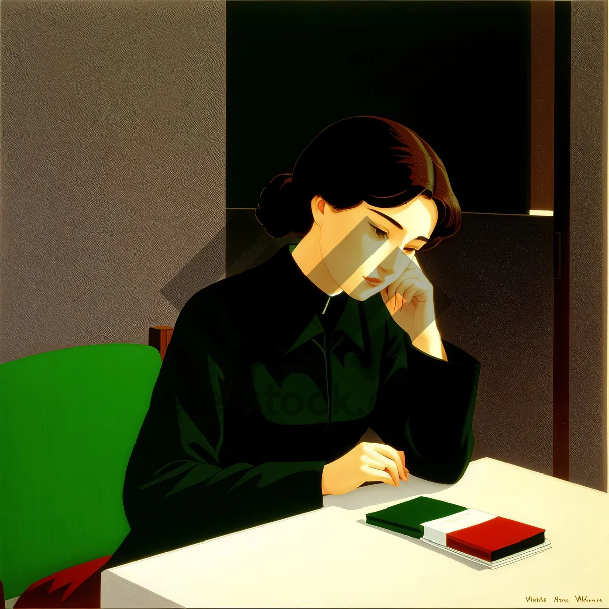 Picture of Smiling Businesswoman Working on Laptop in Office