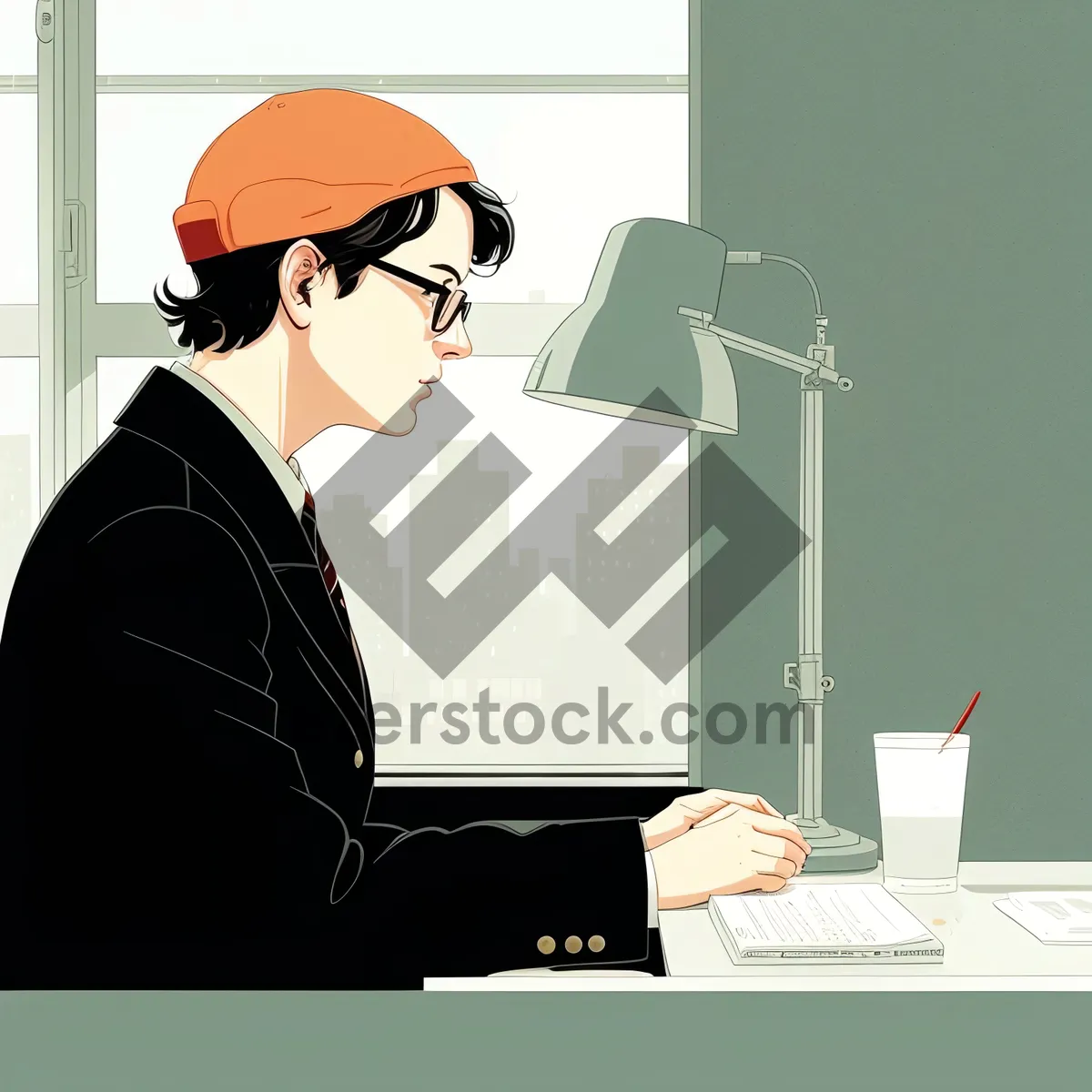 Picture of Confident businesswoman working on laptop at office desk