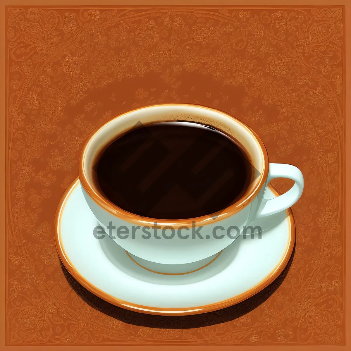 Picture of Morning breakfast with hot coffee in black mug