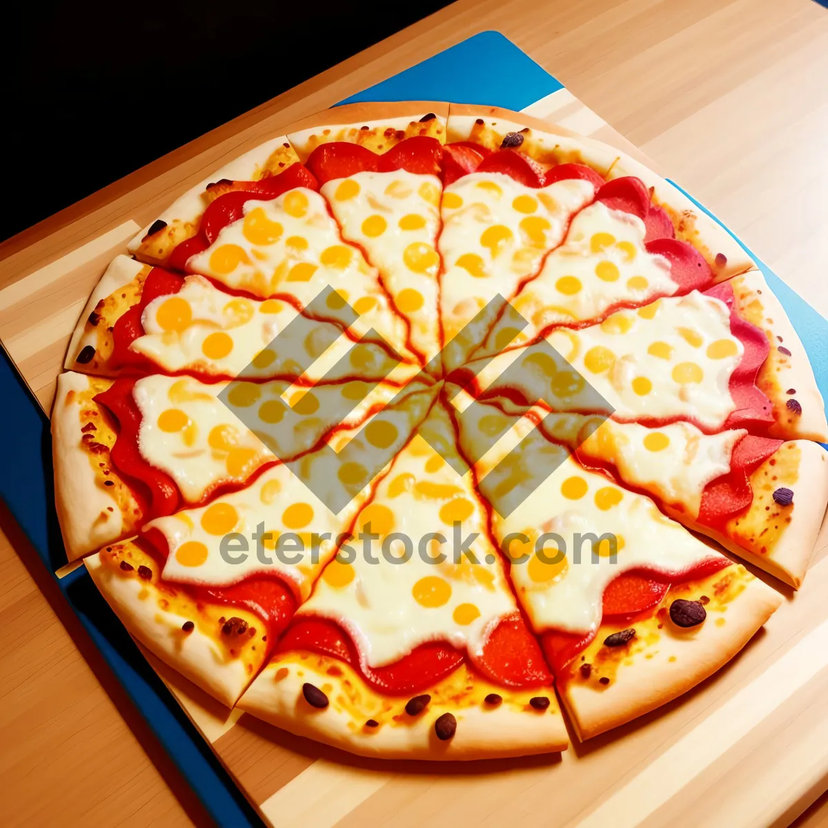 Picture of Delicious Gourmet Pizza Slice with Meat and Cheese