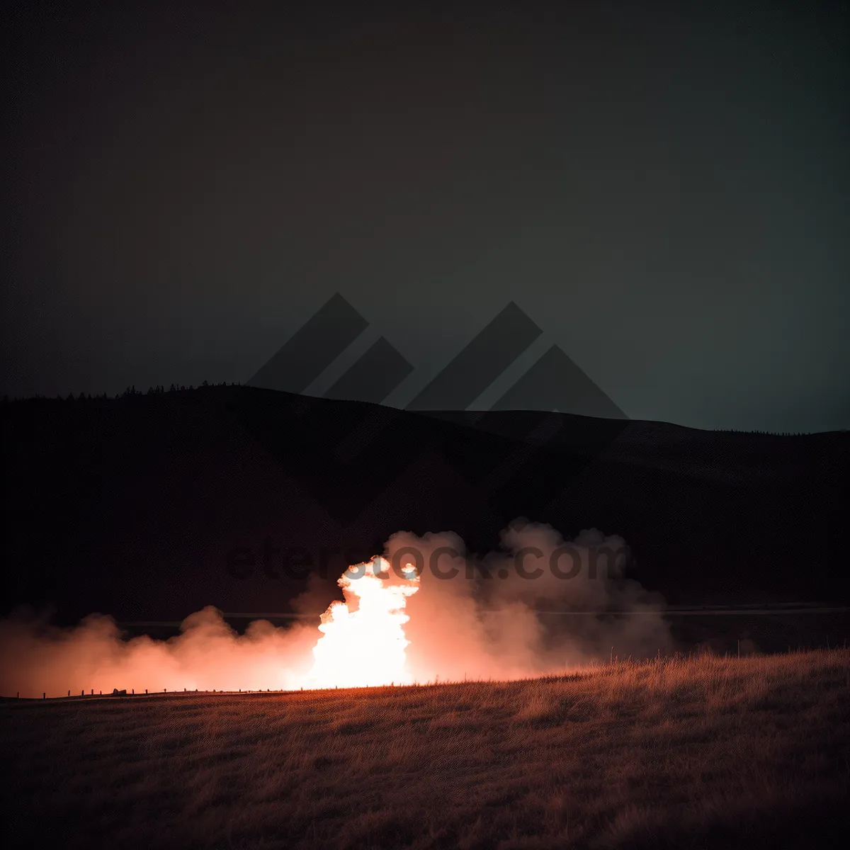 Picture of Fiery Mountain Sunset: Majestic Volcano bathed in Golden Hues