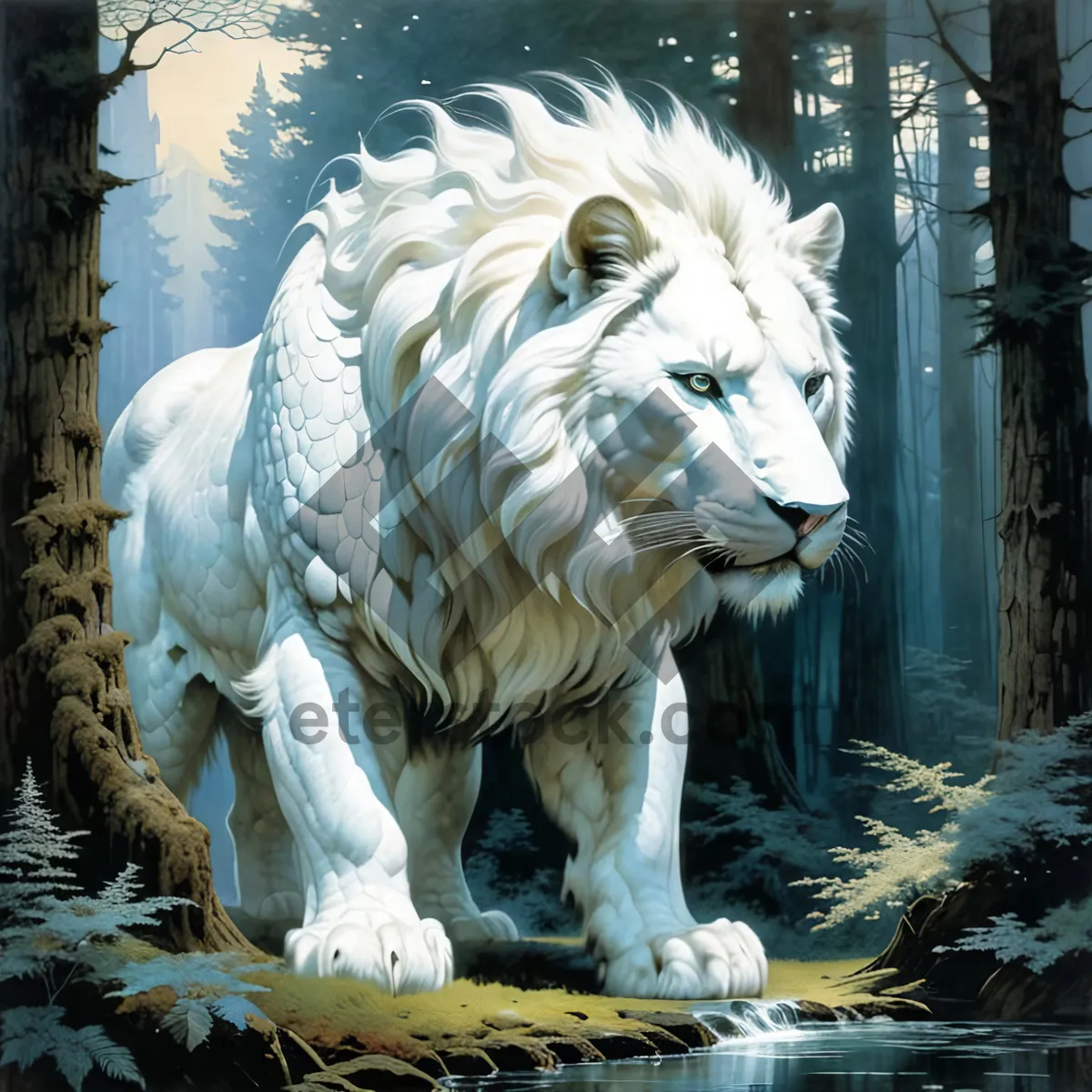 Picture of Safari Wildlife: Majestic White Tiger in the Wild