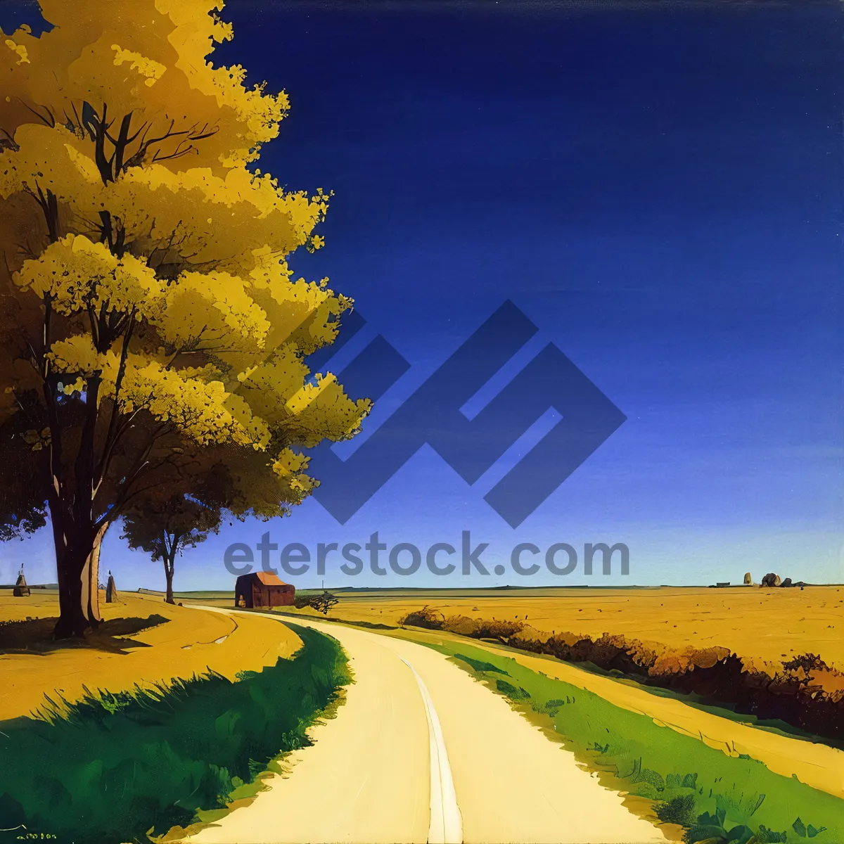 Picture of Vibrant Summer Landscape with Yellow Rapeseed Fields