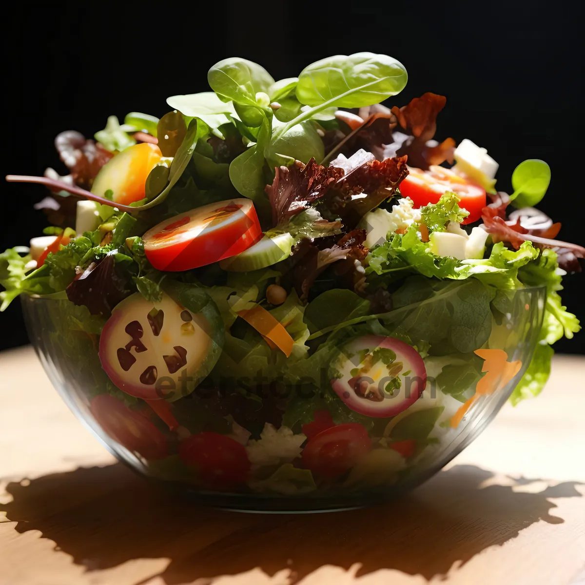 Picture of Healthy Vegetable Salad with Fresh Ingredients on Plate