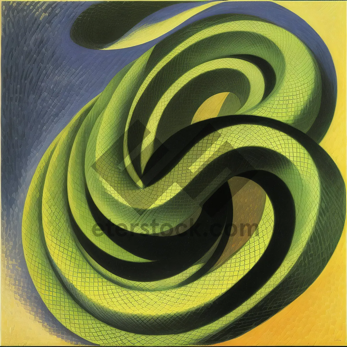 Picture of Green Serpent: Artistic Fractal Pattern with Swirling Coil