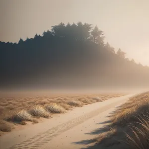 Majestic Desert Sunset Amidst Rolling Dunes