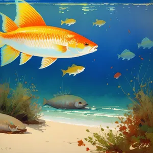 Bright Tropical Fish Swimming in Coral Reef