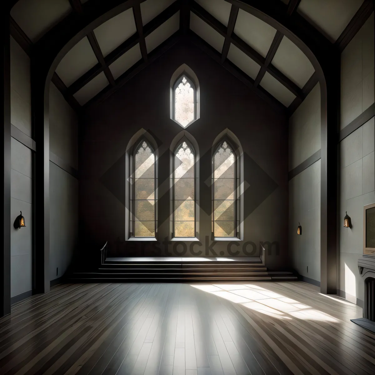 Picture of Ancient Cathedral Hall with Magnificent Vaulted Ceiling