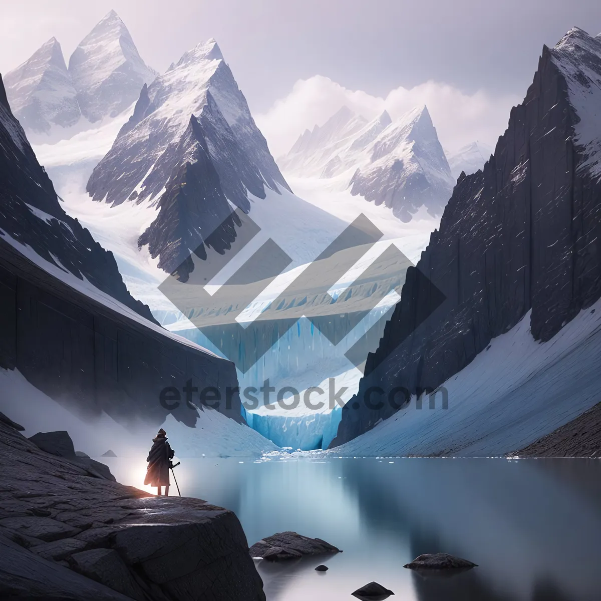 Picture of Majestic Alp Mountain Range under Snowy Sky