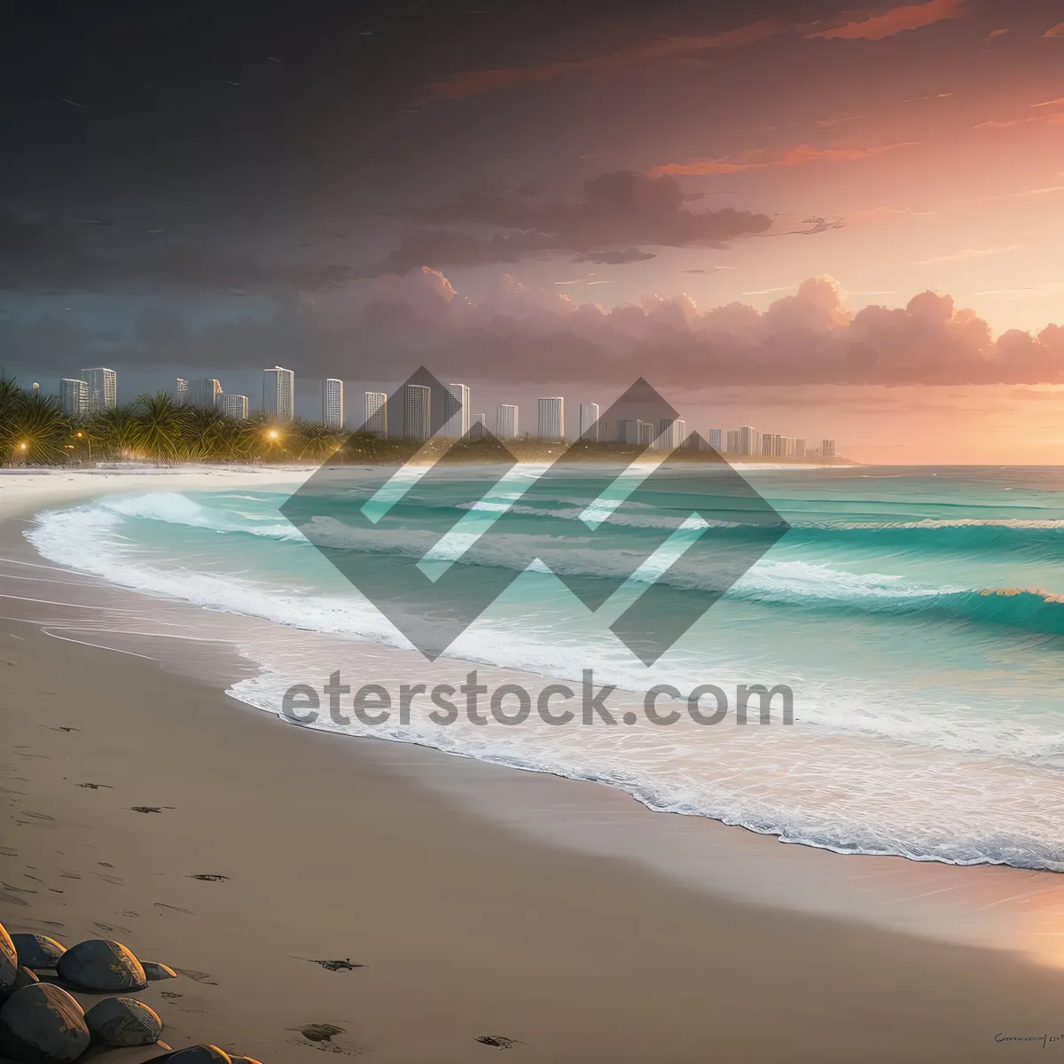 Picture of Turquoise Waters lapping on Sunny Shoreline