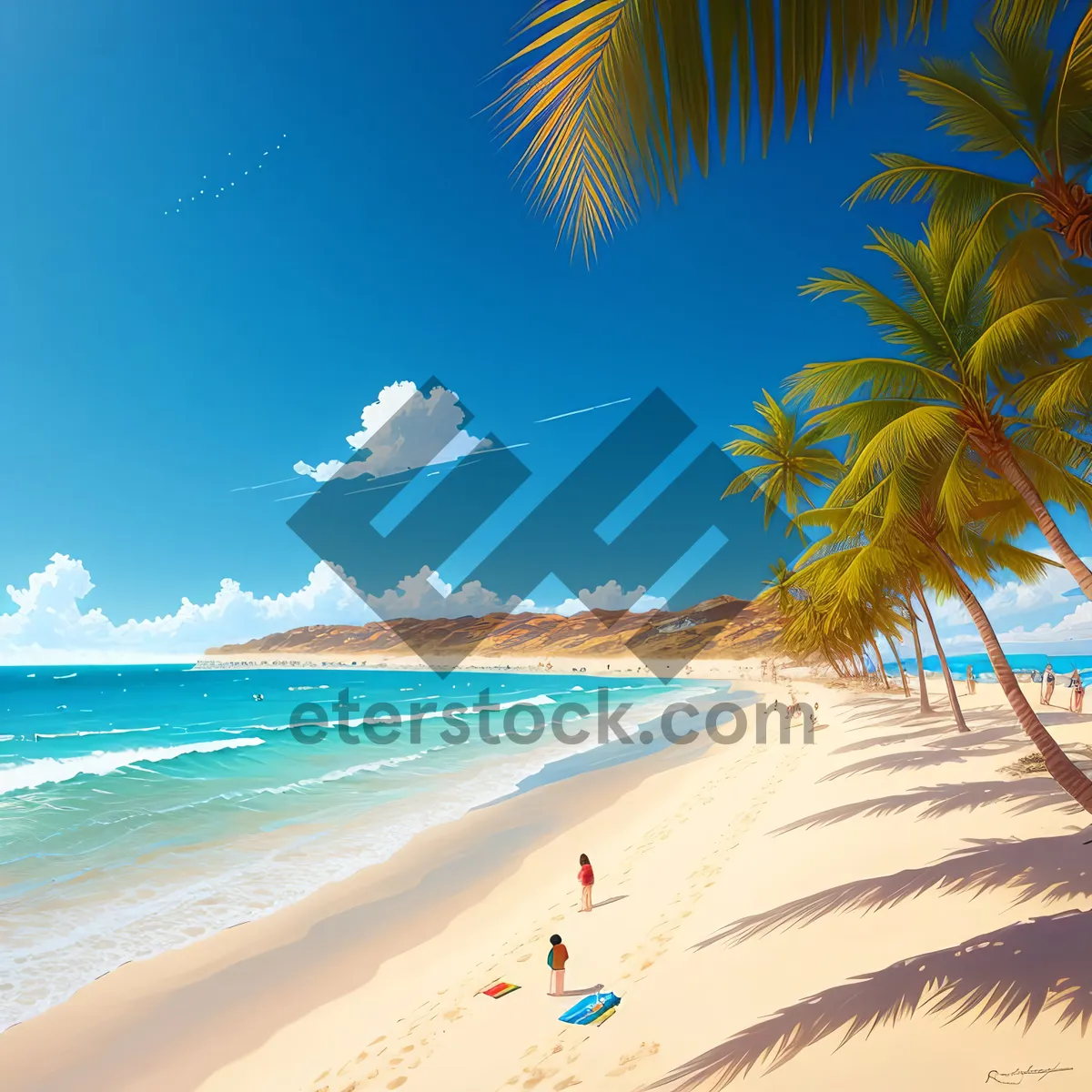 Picture of Turquoise Paradise: Tropical Beach Bliss with Palm Trees