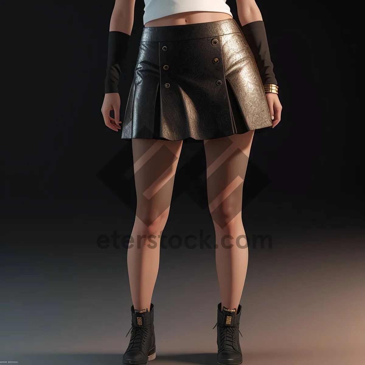 Picture of Seductive leather skirt: A captivating display of sensual fashion.