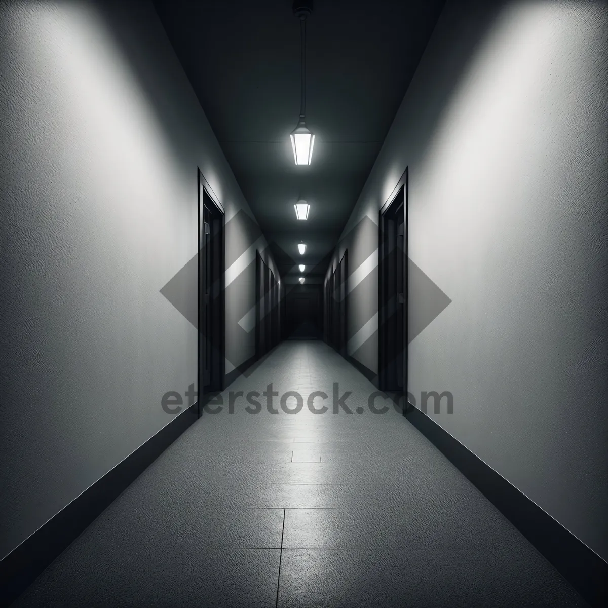 Picture of Modern Bright Hallway in Shiny Basement