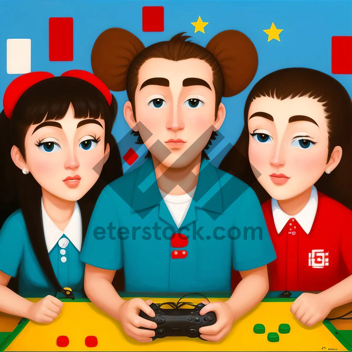 Picture of Playful Schoolboy with Friends at School