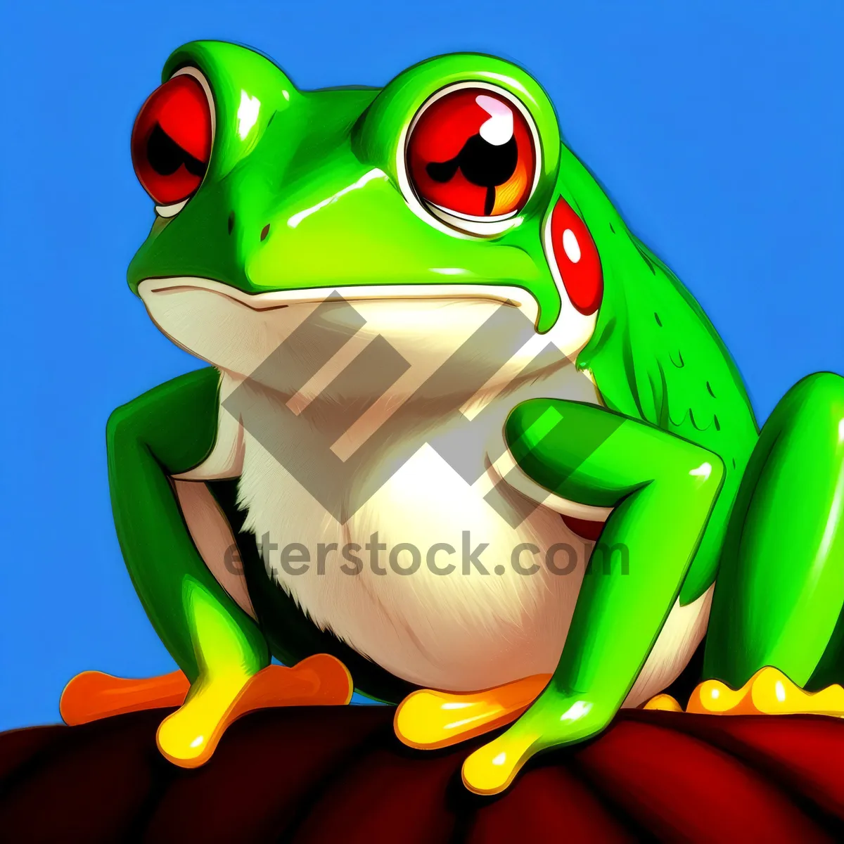 Picture of Cute Cartoon Frog with Playful Eye