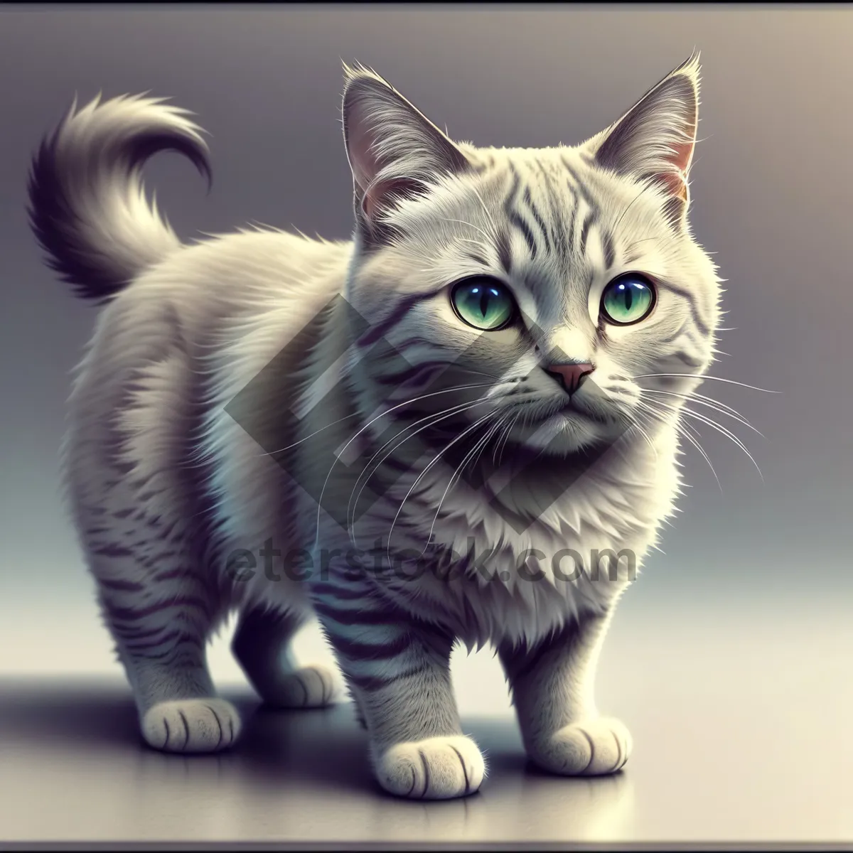 Picture of Curious Kitty: Adorable Tabby Cat with Playful Whiskers