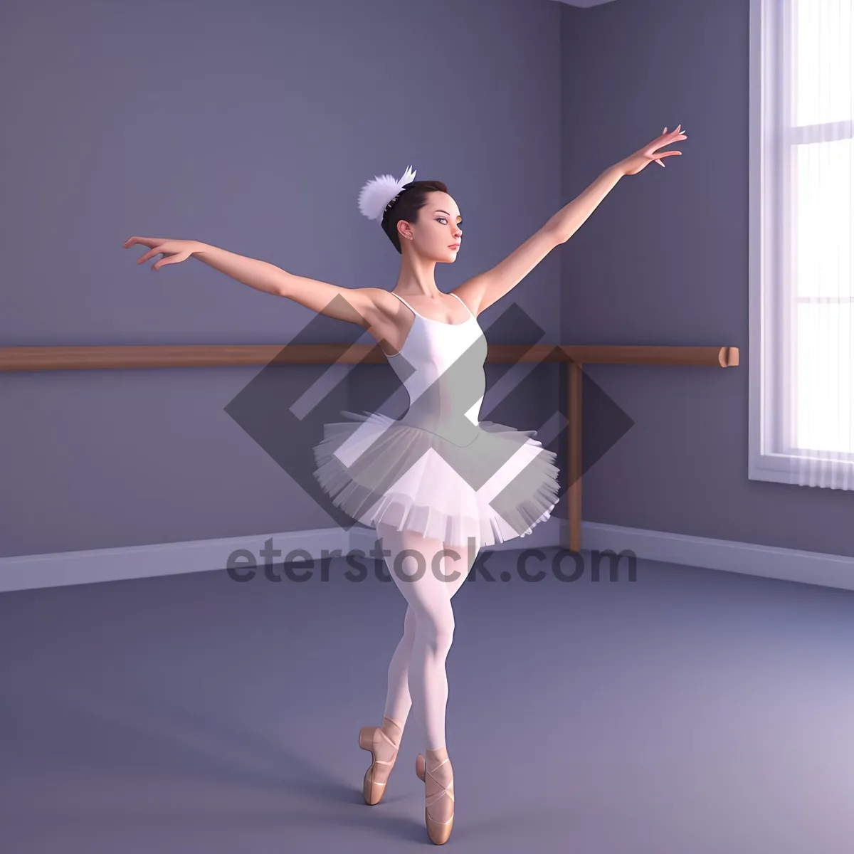 Picture of Elegant Ballerina Gracefully Posing in Studio