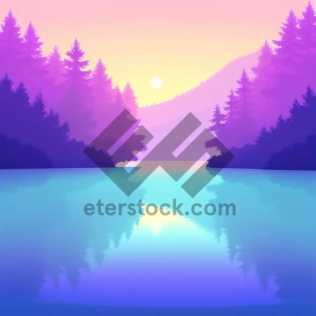 Picture of Serene Sunset over Sparkling Lake