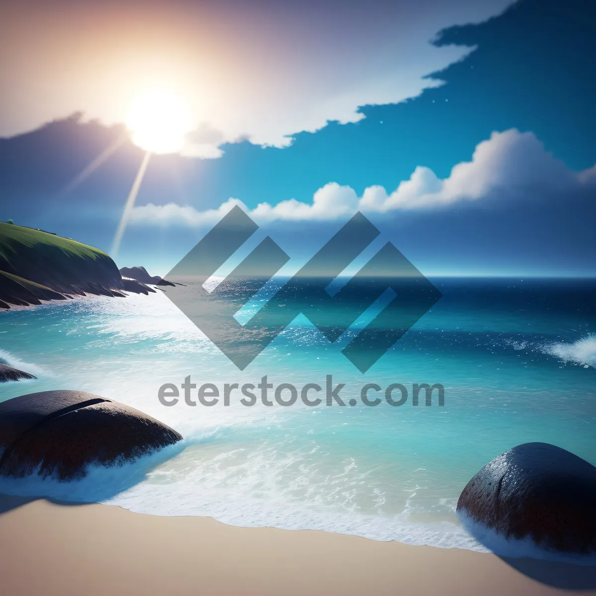 Picture of Serene Paradise: Majestic Sunset over Turquoise Seascape