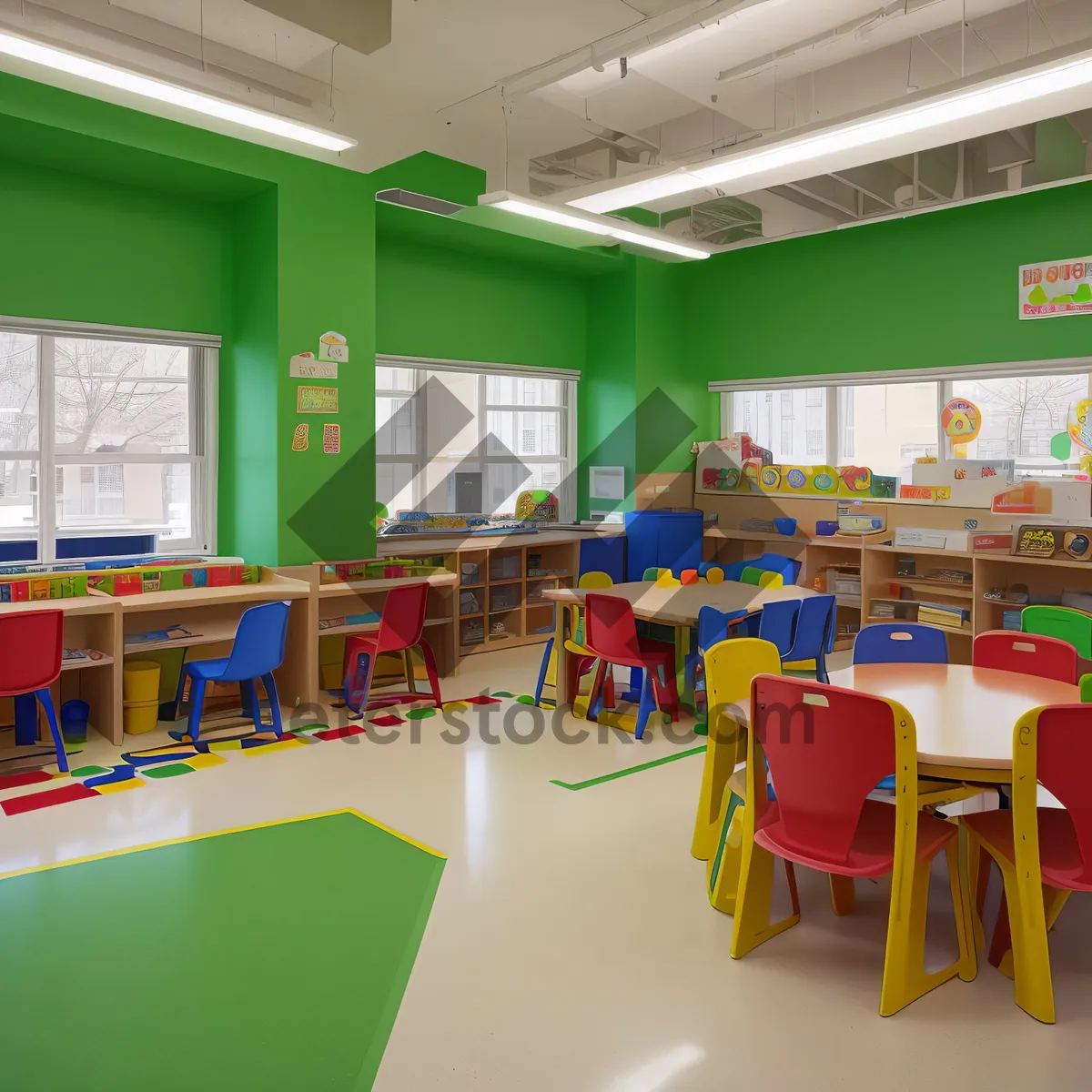 Picture of Modern Classroom Interior with Contemporary Furniture