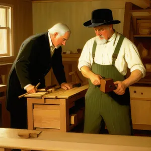 Professional Carpenter Smiling with Crate and Tools