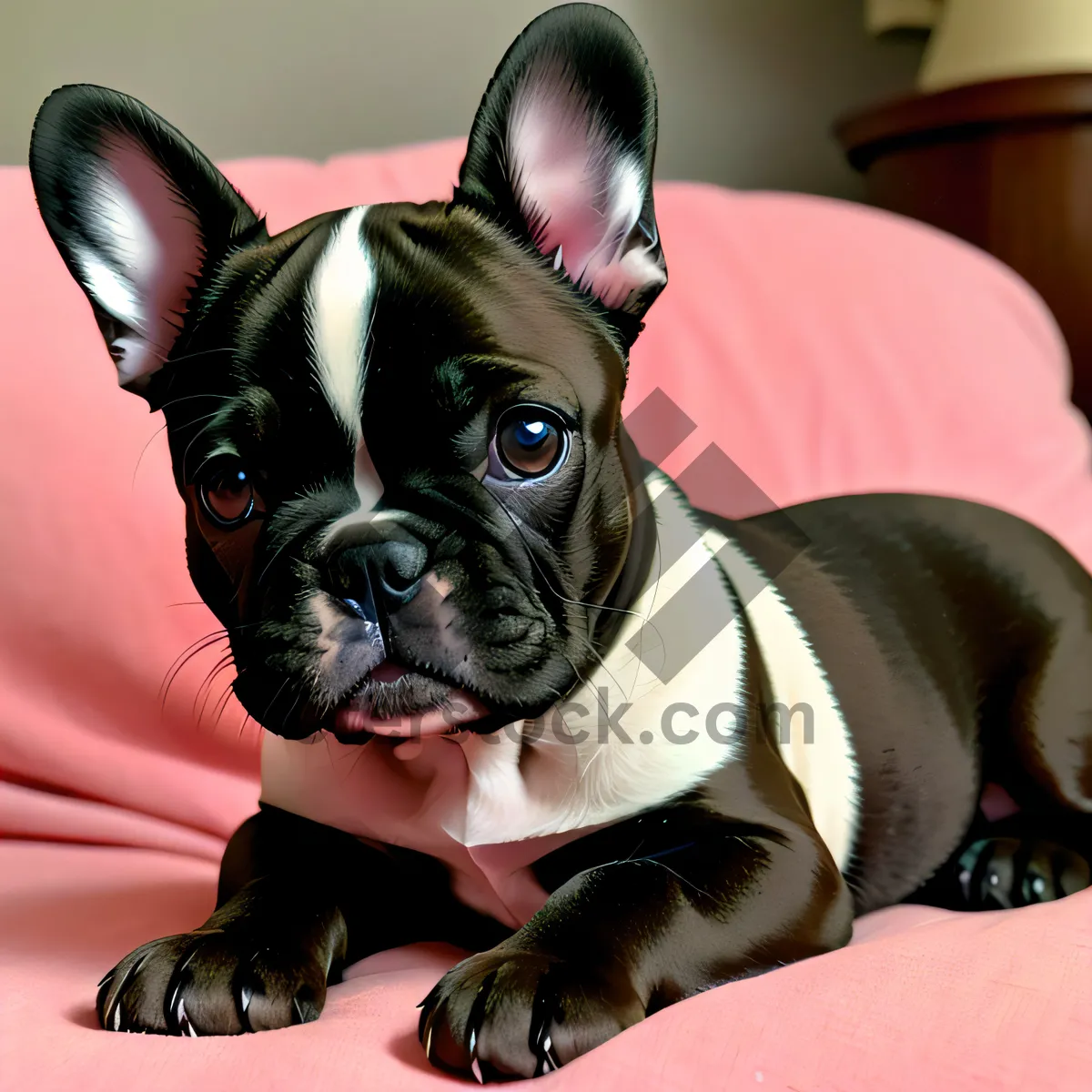 Picture of Cute Purebred Bulldog Puppy with Wrinkles