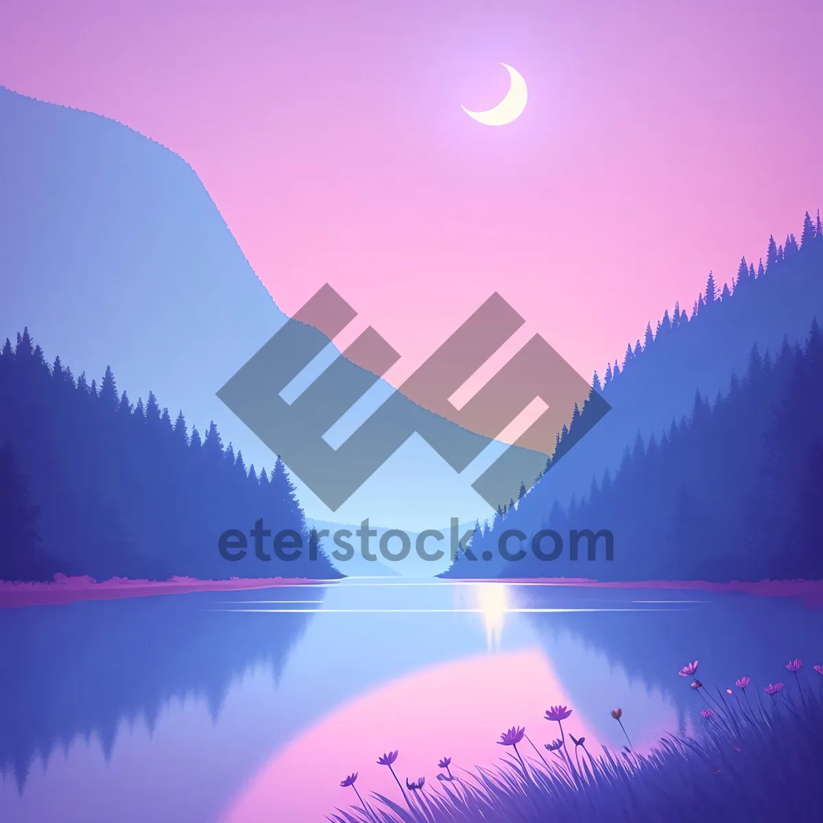 Picture of Serene Sunset over Reflective Lake