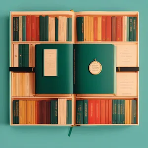 Colorful Bookshelf Library with Stacked Books