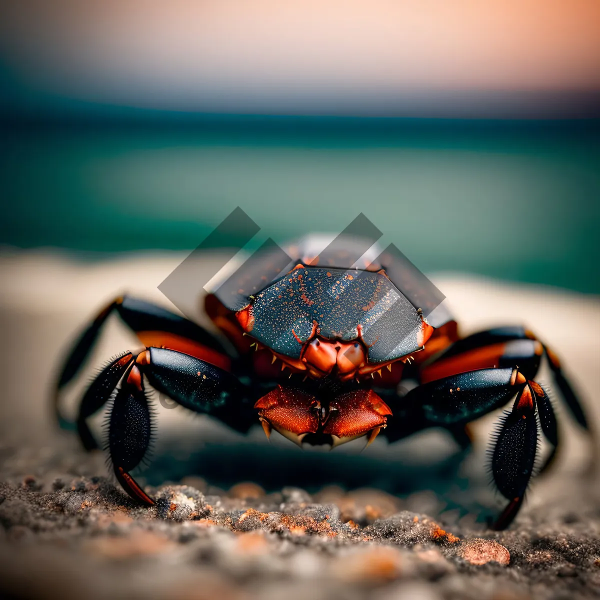 Picture of Rock Crab Close-Up: Detailed Hermit Crab with Ladybug Features