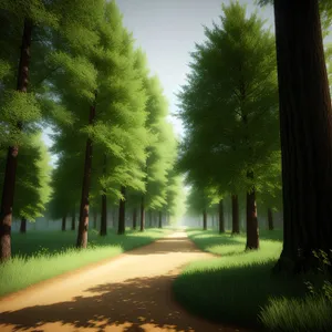 Idyllic Forest Pathway in Autumn