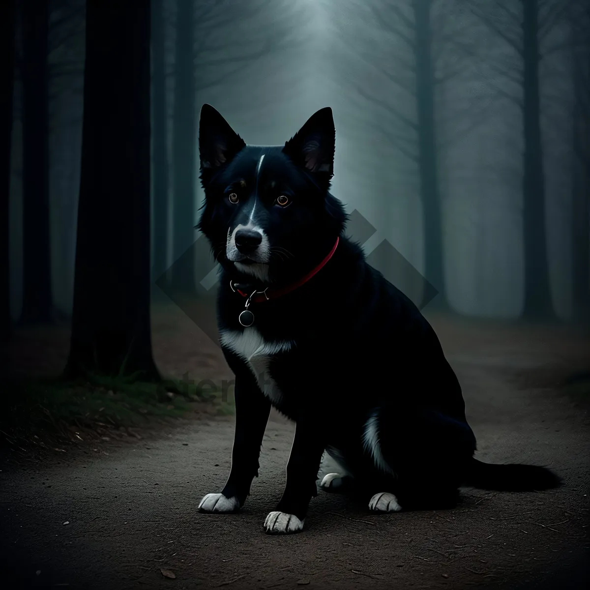 Picture of Cute Black Terrier Dog - Loyal Hunting Companion